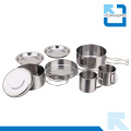 8 Stücke billig Edelstahl Camping Küche Reise Kochen Set Camping Pot